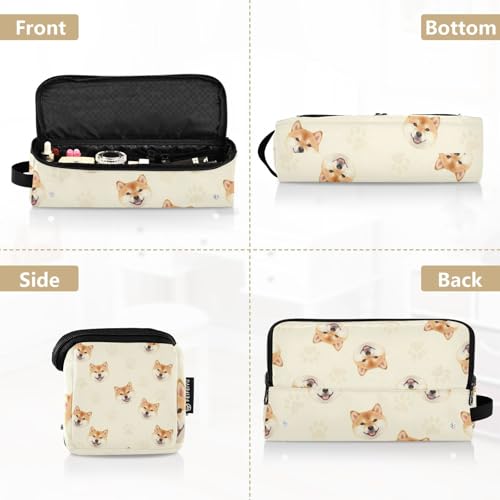 Organizador 2 en 1 para herramientas de cabello con alfombrilla resistente al calor, estuche de viaje para planchas y rizadores con diseño de cara de perro Shiba Inu para mujeres miniatura 5