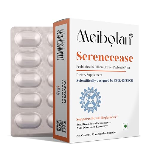 Image of Serenecease Probiotics Diarrhoea Management Supplements Scientifically Designed by CSIR-IMTECH | Healthy digestion & IBS - 30 Veg Capsule (Pack of 3x10) Men & Women