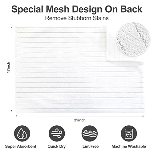 Py Home & Sports Microfiber Kitchen Dish Towels 6 Pack-17 X 25” Super Absorbent Kitchen Hand Dish Cloths With Upgraded Mesh Design, Lint Free & Quick Drying (White) #TOP1