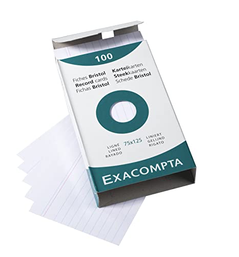 Fichas bristol blancas Exacompta con líneas 75x125 mm para impresora láser e inyección 4