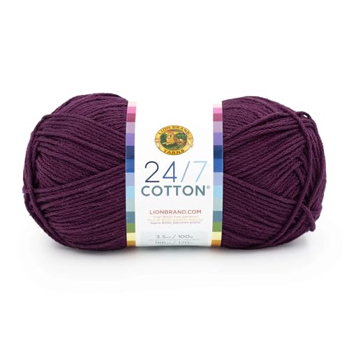 Lion Brand Yarn 24/7 Cotton Yarn Eggplant Purple 1 Pack