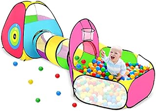 3 in 1 Kids Ball Pits for Toddlers with Play Tent and Baby Tunnel, Children Indoor Outdoor Playhouse with Crawling Tunnel, Boys and Girls Christmas Birthday Toys Gifts (3 in 1 Colorful Kids Ball Pits)