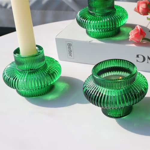 Vohocandle 6 pcs Green Candlestick Holders for Taper Candles & Tealights - Image 2