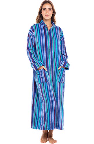 Image of Alexander Del Rossa Long Zip Up Robes, Plush Zipper Robes for Plus Size, Housecoats Zipper Front