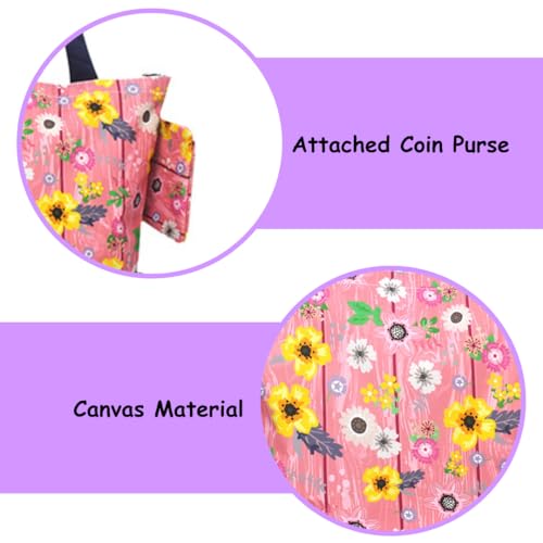 Image of NGIL Medium Top Zipper Closure Canvas Tote Bag with Attached Matching Coin Purse For Moms and Nurses