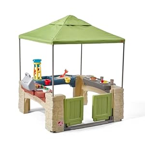Step2 All Around Playtime Patio with Canopy Playset – Shaded Outdoor Playhouse for Kids with Realistic, Interactive Features, Room for Multiple Toddlers to Play – Dimensions: 60″ H x 47.5″ W x 47.5″ D