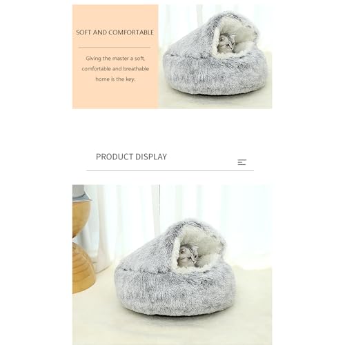 Gemütliches Hundehöhle, Hundehöhle Plüsch, Gemütliches Kokon-Hundebett mit Höhlenbezug, Gemütliches Plüsch-Hundebett, Haustierhöhlenbetten für kleine Hunde zum Nickerchen und Schlafen (Grau, 50cm)