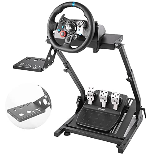 Anman Racing Steering Wheel Stand Pro Gear Shifter Mount Fit for Logitech G25 G27 G29 G920 Fanatec Thrustmaster Adjustable Height & Angle Racing Simulator Cockpit Foldable NO Pedal and steering Wheel
