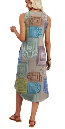 Image of WIHOLL Summer Dresses for Women 2026 Button Front Sleeveless Casual Midi Dress Beach Vacation Sundresses with Pockets
