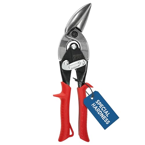 MIDWEST Special Hardness Aviation Snip - Left Cut Offset Stainless Steel Cutting Shears Made in the USA - MWT-SS6510L