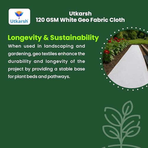 Image of Utkarsh 120 GSM Geo Textile Cloth /Geotextile Non-Woven Fabric Cloth for Sub-Surface Drain /Terrace Garden | White, 7.33 ft X 6.82 ft (50 Sq.ft)