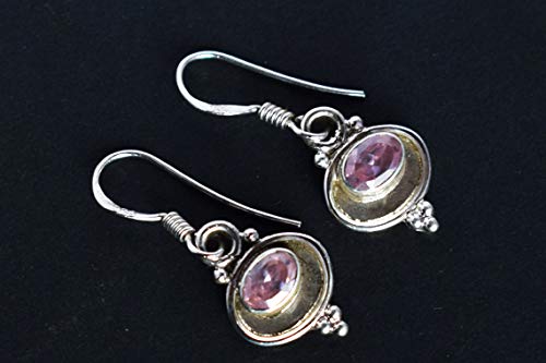 Argent 925 et quartz rose facetté sur boucles d'oreilles d'exception - 2