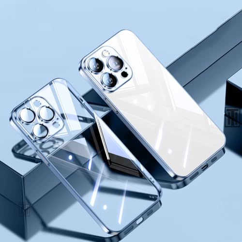Coque iPhone 14 Pro antichoc TPU transparent et film objectif photo couleur bleu clair G