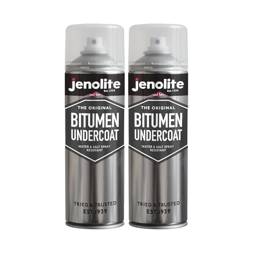 JENOLITE Underbody Seal Bitumen Spray Paint | BLACK | 2x500ml | Car Underseal Anti Corrosion Spray | Flexible Rust Protection Spray for Car Chassis & Underbody