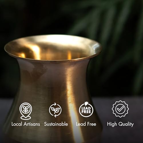 Image of Ambi Elegant Traditional Pure 100% Kansa Parsi Lota -Tumbler /Glass 450ml | Traditional Luxury Karwa Chauth Kalash Lota for Decor Mandir and Kitchen Use | Perfect for Gift | Aesthetic