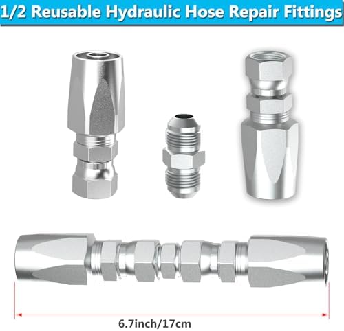 Reusable Hydraulic Hose Field Repair Fittings Kit (1/2-2PCS) - 1