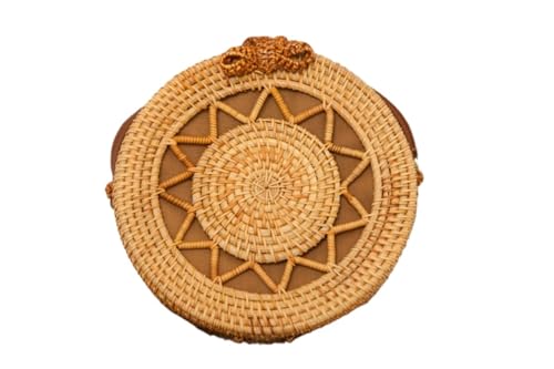 Sac de plage je arc pentagone creux tissé main avec motif bleu et blanc