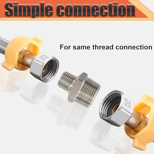 3/4” Male x 1/4" Male NPT Threaded Reducing Nipple Pipe Fitting Adapter, Heavy Duty 304 Stainless Steel Hex Nipple Reducer Straight Connector Pipe Adapter (3/4”-1/4”) by Drinsalys - Used condition - Image 5