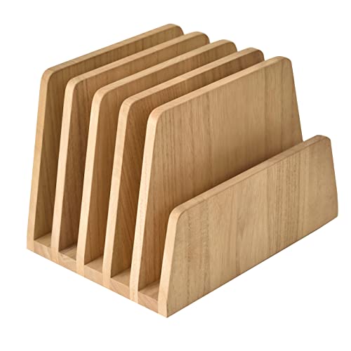 KIRIGEN Desk File Sorter Wood Document Holder 5 Slots Deskto