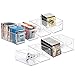 mDesign Juego de 8 Cajas organizadoras para DVD – Práctica Caja de plástico con Asas para Guardar DVD, CD y Videojuegos – Caja para DVD apilable – Transparente