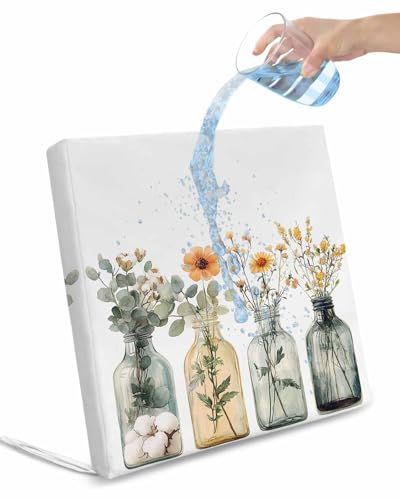 Hokiten Eucalyptus Flower Outdoor Cushion Chair Cover Set of 4 - Waterproof Couch Seat Covers, Orange Floral Sage Green Leaf Daisy Patio Furniture Protector Cushions Slipcovers for Sofa/RV, 22