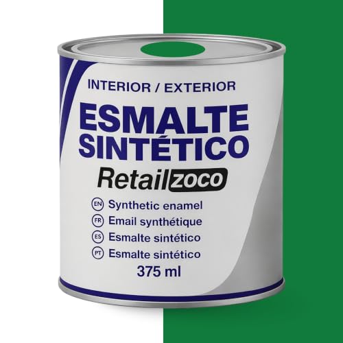 Esmalte Sintético, Pintura Esmalte, synthetic enamel, Uso en maderas y metales, Apto para interior/Exterior, Contiene 375 ml, Color Verde Hierba