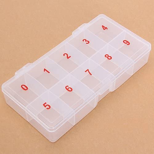 Empty Transparent False Nail Art Tips Rhinestone Storage Case Box Container 10 cells
