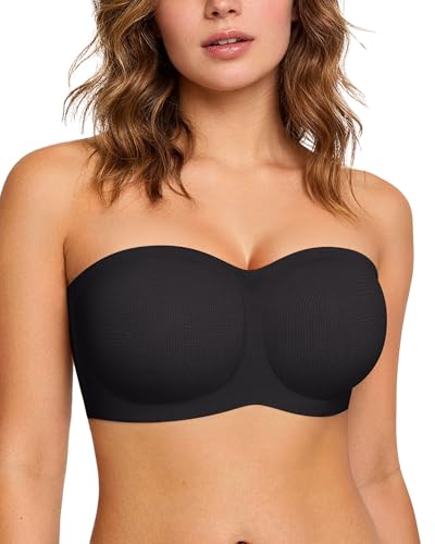 OEAK Womens Strapless Jelly Bras Push Up Padded Bandeau Wireless AIR M