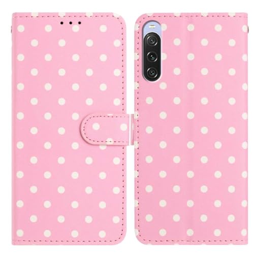 SNCLET Coque Mignonne à Pois pour Sony Xperia 10 V Coque en Silicone étui à Rabat en Cuir PU avec Protection TPU Magnétique Fentes pour Cartes pour Sony...