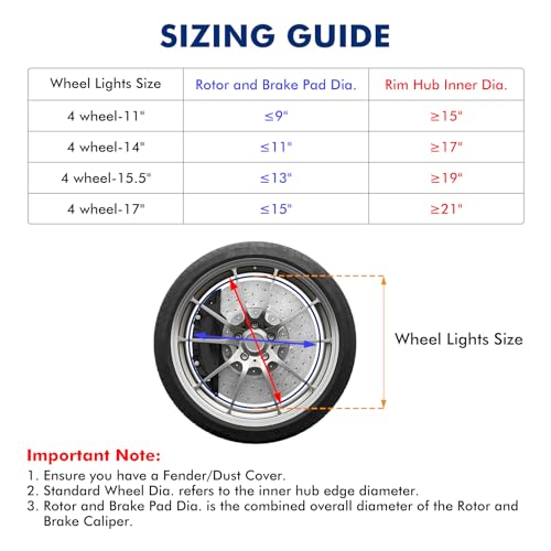 Image of Ehaho 17 inch Super Bright Double Row Pure White Wheel Lights, Wheel Ring Lights with Remote Control and Turn & Braking Signal Compatible with Various Trucks SUV Car(4PCS)