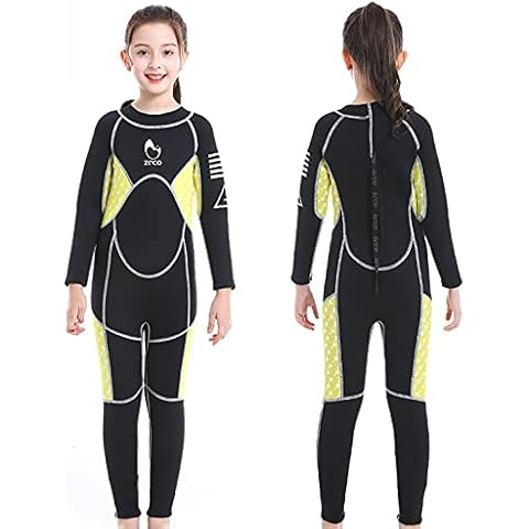Wetsuit for Kids, 3mm Neoprene Scuba Long Sleeve Swimsuit One-piece Diving Suit Diving Snorkelling Suit UV 50+ Warm Diving Swimwear Cover