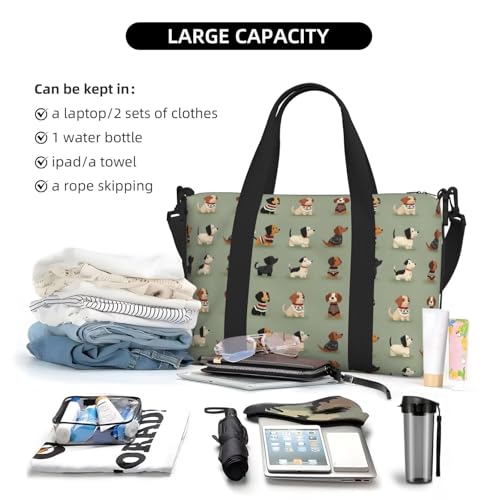 Travel Duffle Bags For Women Men - Cartoon Puppy Dog Print Personal Item Weekender Overnight Gym Carry On Airport Tote Bag With Strap For Yoga, Travel, Business Trips4