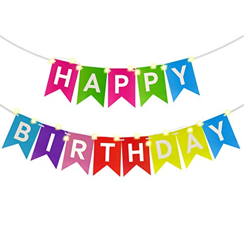 Tuoyi Happy Birthday LED Sign Lights Banner Party Decor for Celebrate Birthday
