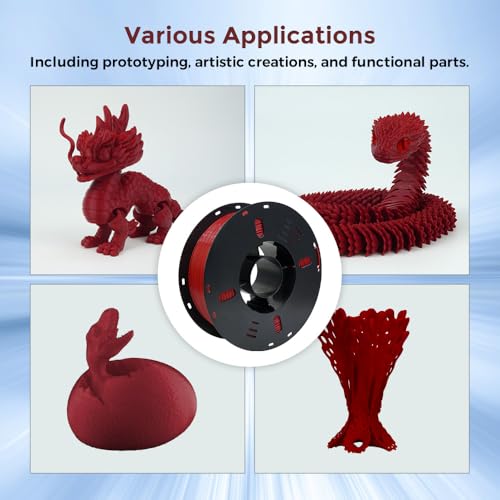 Image of VOXELAB High Speed 1.75mm Filament, Rapid Support 500mm /s, 1kg Spool, FDM Printer Compatible, HS PLA Ruby Red