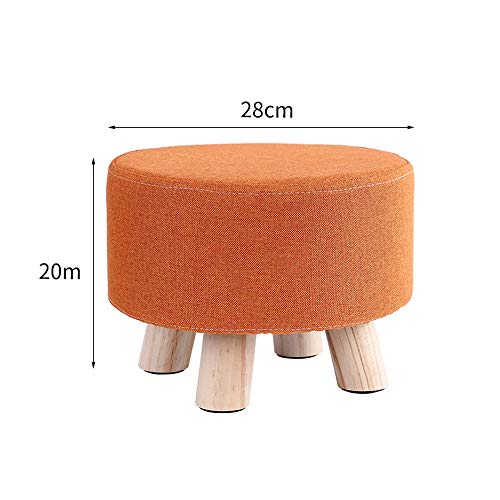 Tabouret de canapé orange avec repose-pieds bois massif design