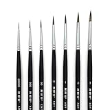 XDT#725 Round Tip Liner Highliner Artist Paint Art Brush 7pc Model Nail Acrylic Watercolor #00000 #000 #00 #0 #1 #2 #3