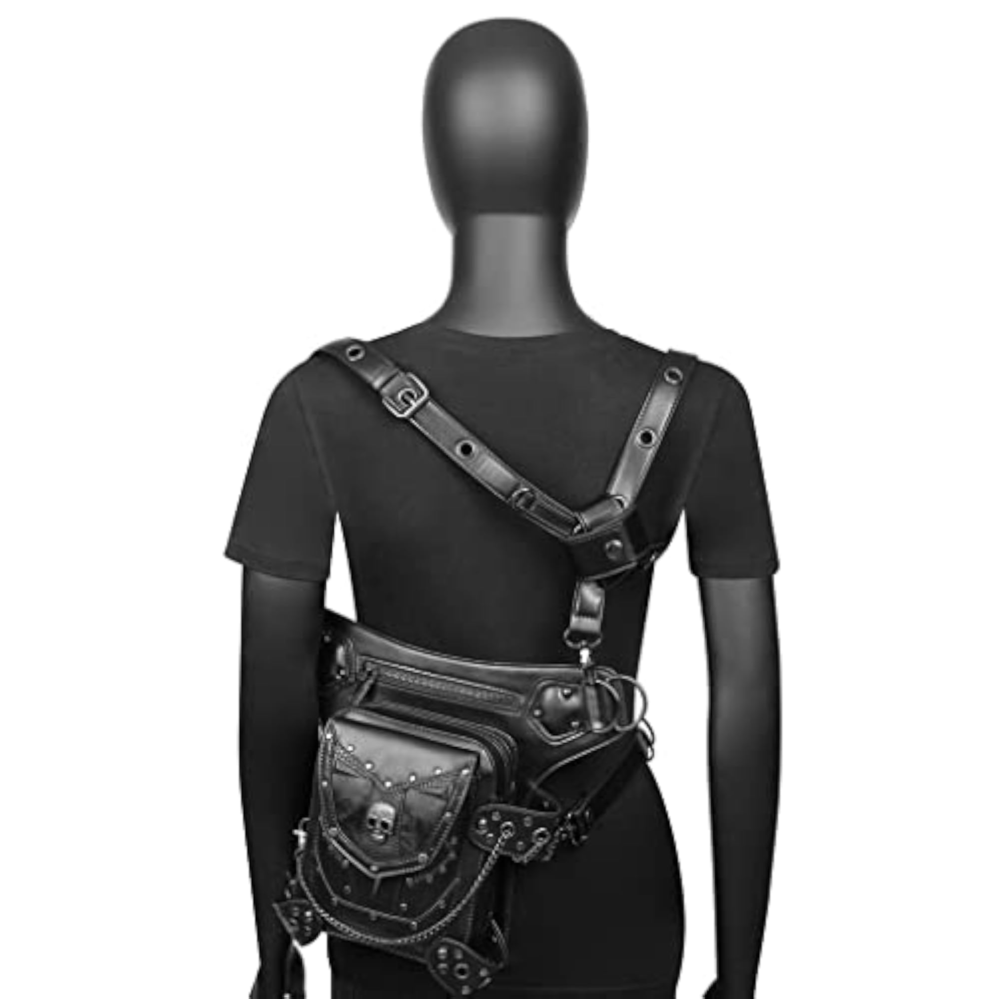 Gothic Steampunk Skull Thigh Hip Belt Bag, Unisex
