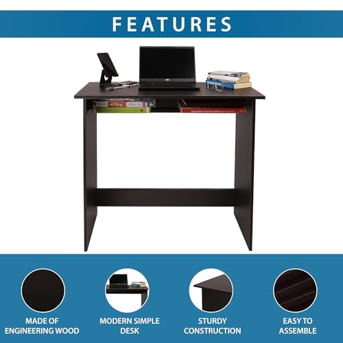 Image of Callas Multipurpose Computer Desk | Home /Office Desk | Writing Modern Simple Study Desk | Sturdy Small Desks for Small Spaces | Laptop Table (Engineered Wood | ST-08-Black)