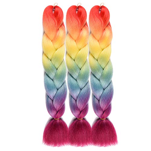 Crochet Twist Jumbo Braiding Synthetic Hair Reainbow Color Synthetic Synthetic Crochet Braids Hair Extensions 3Packs/Lot