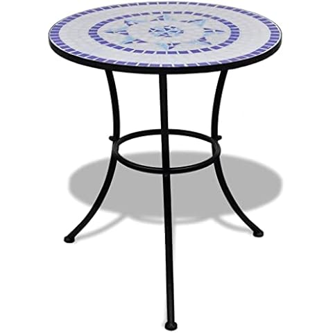 vidaXL Mesa Mosaico Azul/Blanco 60cm Cover