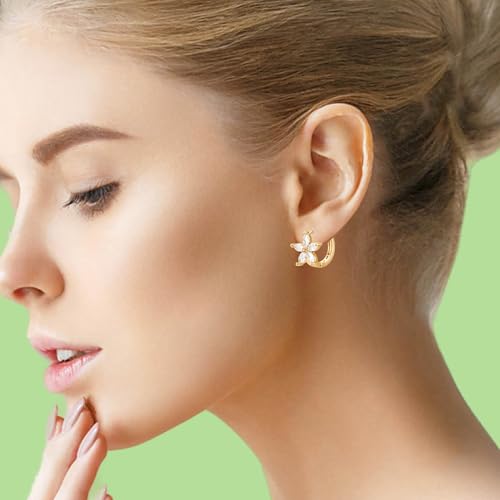 Cubic Zirconia Hoop Earrings 14K Gold Plated Tiny Huggie Earrings Simple Lightweight Small Hoops jewelry gifts for women4