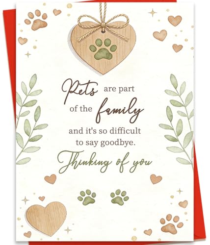 haskerty Pet Sympathy Card, Pet Loss Card for Dog Cat, Dog Sympathy Card, Thinking of You Condolence Card, Loss of Pet Card for Friend Family Coworker, Pet Memorial Card