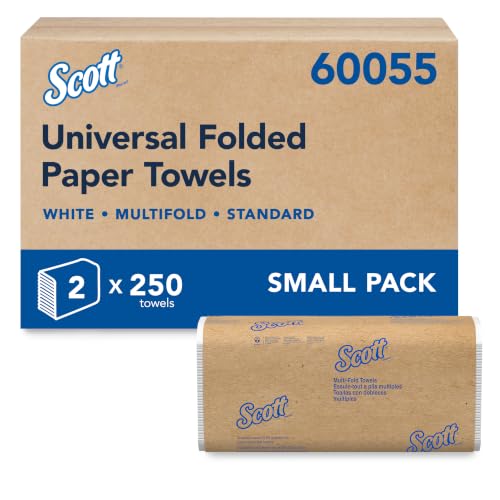 Image of Scott Professional Multifold Paper Towels, 2 Packs x 250 Sheets (60055) | Universal, Standard Tier, Absorbency Pockets, White, Compact Easy Storage, Compatible with Universal Folded Towel Dispensers