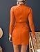 OWIN Women's Spring Bodycon Double Layer Dress Mock Neck Slim Fit Long Sleeve Mini Dresses Orange S