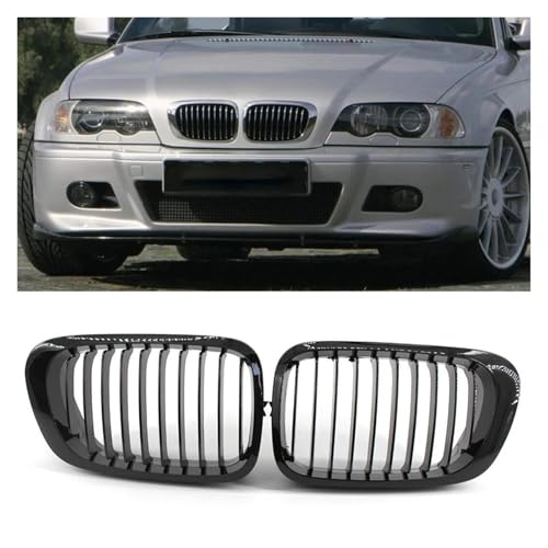 Parrillas negras de listón doble para BMW E46 de 2 puertas Pre-Facelift 2