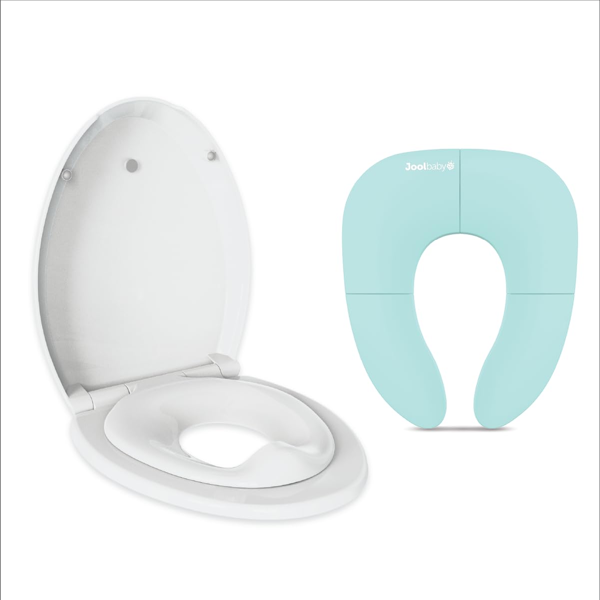 Quick Flip Elongated & Folding Travel Potty Training Seat (Aqua) Bundle Jool Baby