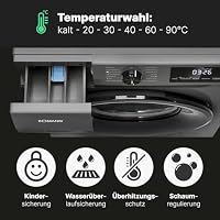 Bomann Waschmaschine 7kg | max. 1400 U/min | 10 Jahre Motor-Garantie | effizienter, leiser & langlebiger Invertermotor | 15 Programme | Endzeitvorwahl | Washing Machine WA 7175 titan - schwarz – Ansicht 5