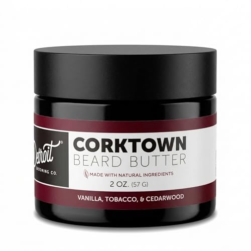 Detroit Grooming Co. Beard Butter for Men - Premium Leave-In Conditioner & Softener with Safflower Oil & Shea Butter - Hydrating Beard Moisturizer for Growth & Thickness - Corktown, 2oz
