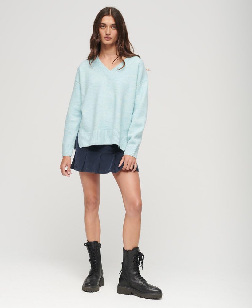 Superdry Damen Oversized V Neck Jumper T-Shirt (1er Pack)