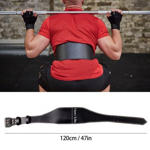 Cintura Powerlifting Austodex 6 Pollici In Pelle Con Doppia Fibbia - Supporto Schiena Palestra
